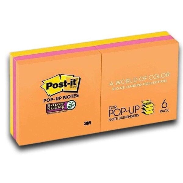 Post-It Super Sticky Pop-up Notes Rio De Janeiro 76 x 76mm 6-Pack
