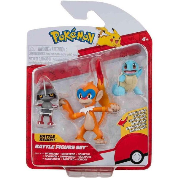 Pokemon Battle Figure Set Pawniard + Monferno + Squirtle