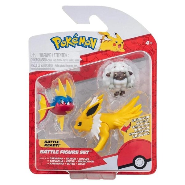 Pokemon Battle Figure Set Carvanha + Jolteon + Wooloo