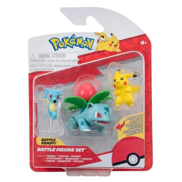 Pokemon Battle Figure Set Horsea + Ivysaur + Pikachu