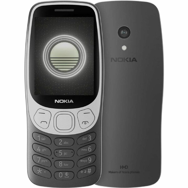 Nokia 3210 128 MB Feature Phone - 2.4" TFT LCD QVGA 240 x 320 - Cortex A71 GHz - 64 MB RAM - 4G - Grunge Black - Bar - UNISOC T107 (22 nm) SoC - 2 -