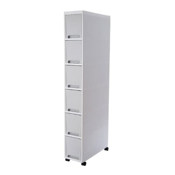 Catzon Narrow Rolling Storage Cart 6-Tier with Drawers for Bathroom Kitchen-Grey