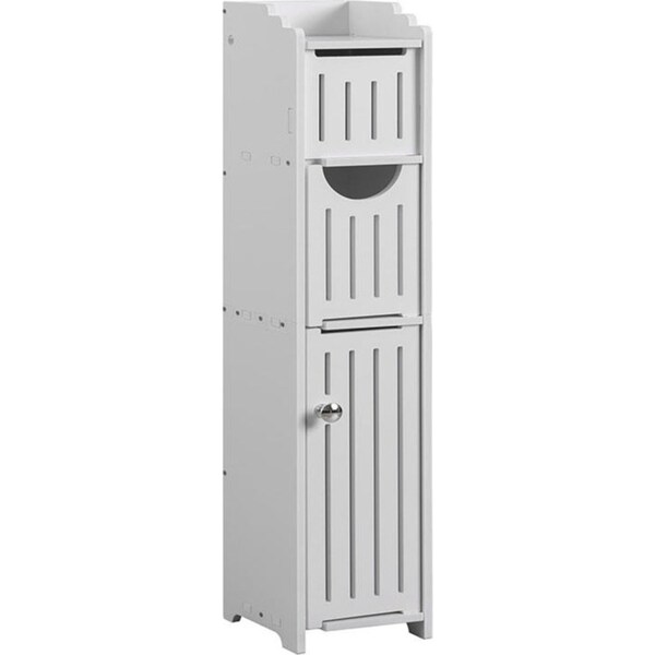 Catzon Standing Storage Cabinet with Toilet Paper Holder for Small Spaces