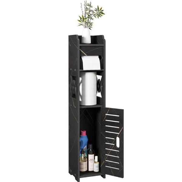 Catzon Narrow Storage Cabinet for Bathroom with Doors and Shelves-A