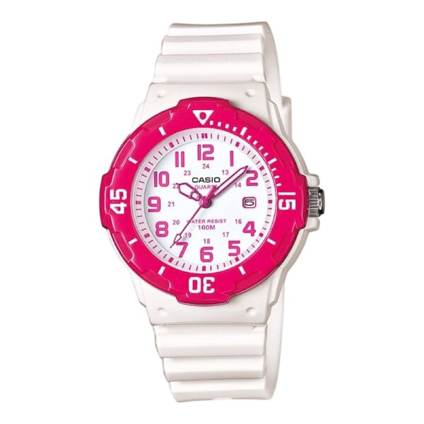 Casio Ladies White and Pink Analogue LRW200H-4B / LRW-200H-4B