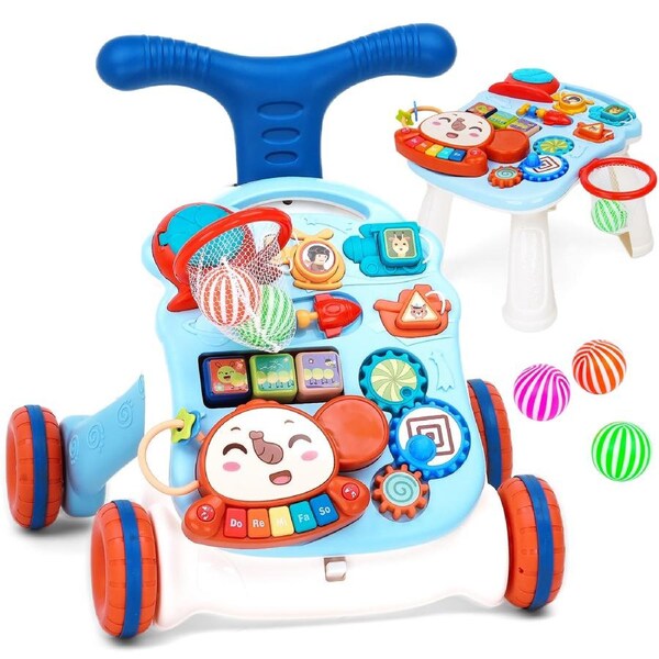Advwin 3 in 1 Baby Walker Adjustable Height Kids Music Walker Activity Center