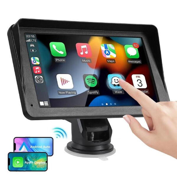 7" Portable Wireless Apple Carplay Android auto Car Stereo Radio Bluetooth Aux