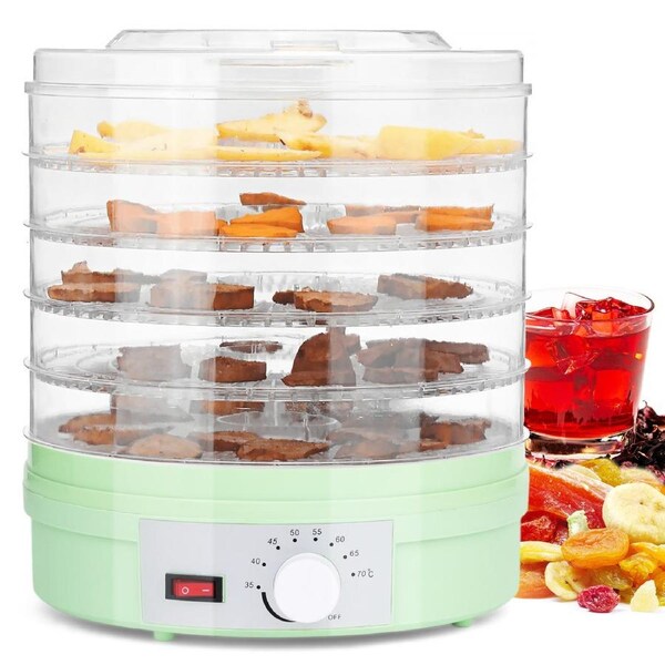 Advwin Food Dehydrator, Food Dryer with 5 Removable Trays, Adjustable Temperature Controls for Jerky Meat Herbs Fruit, Bread - Green