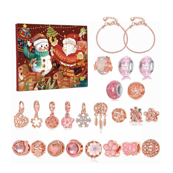 Catzon Christmas Gift Countdown Calendar DIY Bracelet Blind Box with 2 Bracelets