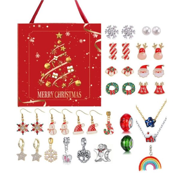 Catzon Jewelry Set Advent Calendar for Women Fashion Necklace Earring Gift Box