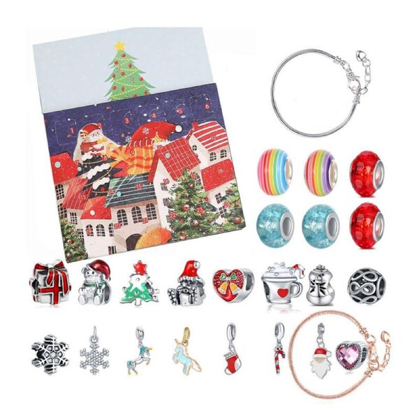 Catzon Christmas Advent Calendar for Girls DIY Jewelry Making Kit Gift with 2 Bracelets