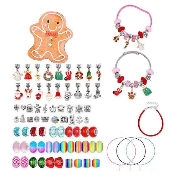 Catzon Christmas DIY Charm Bracelet Set with Gingerbread Man Box