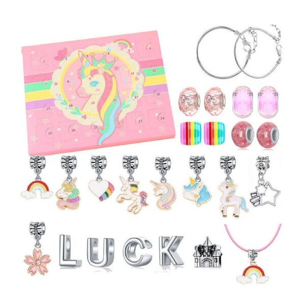 Catzon 24 Days DIY Christmas Charm Unicorn Bracelet Gifts