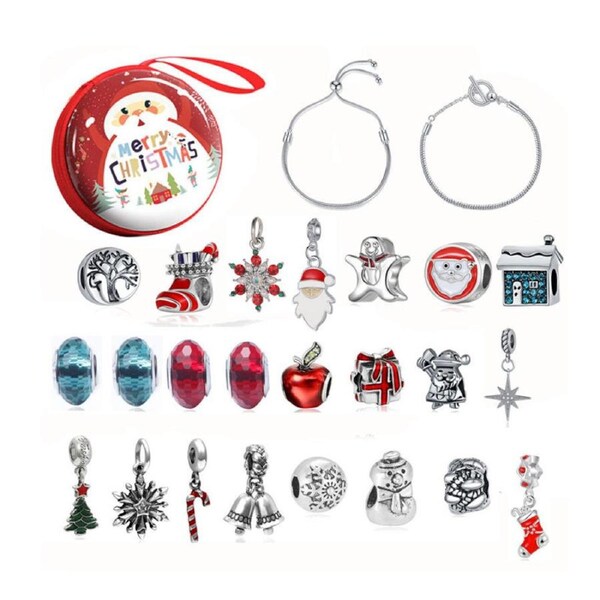 Catzon Girls Charm Bracelet Making Kit With 23 Charm Beads-Silver