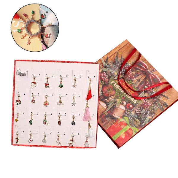 Catzon Christmas Jewelry Gifts Countdown Calendar Advent Girls Pendants Bracelets Gift Boxes