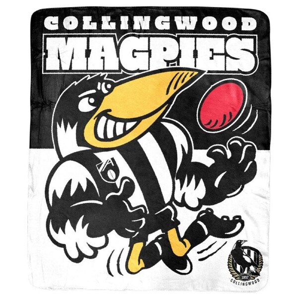 Collingwood Magpies AFL Coral Fleece Mascot Design Rug Blanket