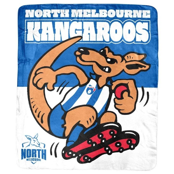 North Melbourne Kangaroos AFL Coral Fleece Mascot Design Rug Blanket