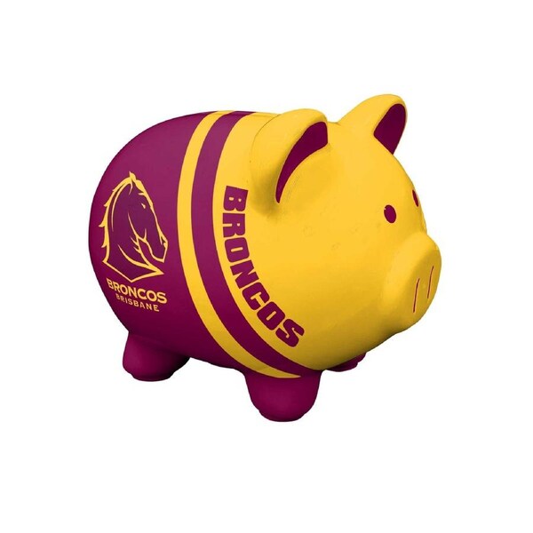 Brisbane Broncos NRL Dolomite Piggy Bank Money Box with Coin Slot