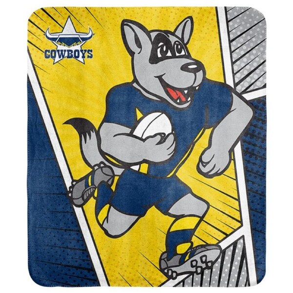 North QLD Queensland Cowboys NRL Coral Fleece Mascot Design Rug Blanket