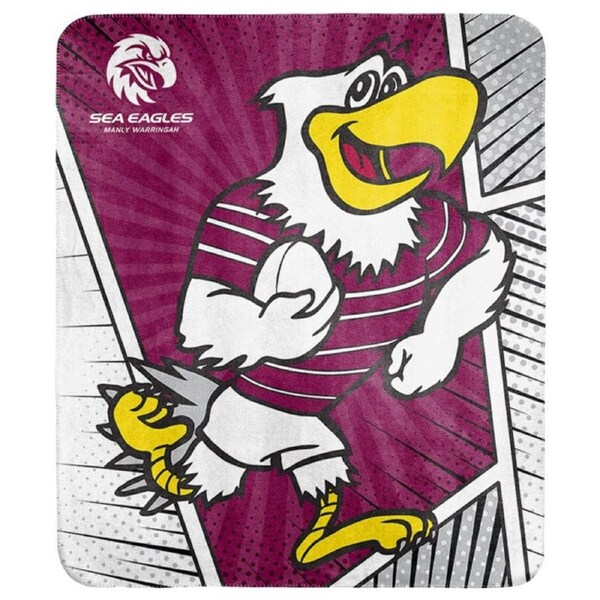 Manly Warringah Sea Eagles NRL Coral Fleece Mascot Design Rug Blanket