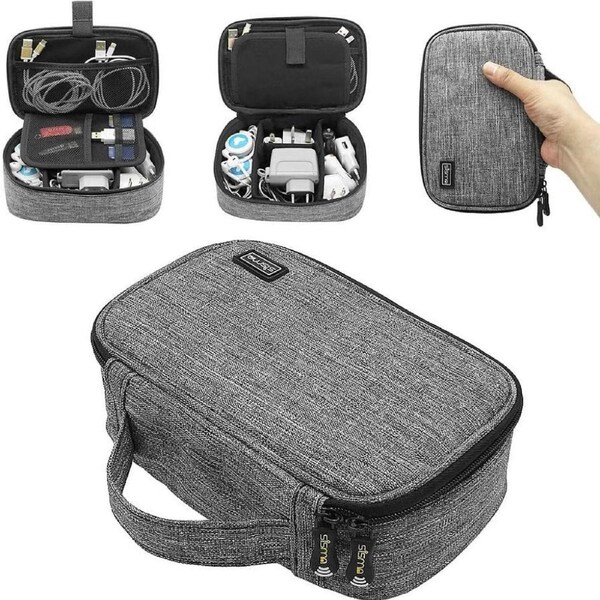 Travel Electronics Organiser Carrying Case for Power Cords Power Bank Earbuds Hard Drives Memory Cards Laptop Adapter Mouse Small Accessories