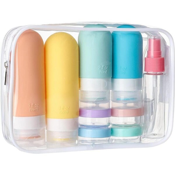 16 Pack Travel Bottles Set - TSA Approved Leak Proof Silicone Squeezable Containers for Toiletries, Conditioner, Shampoo, Lotion & Body Wash Accessories (16 pcs/White Pack)