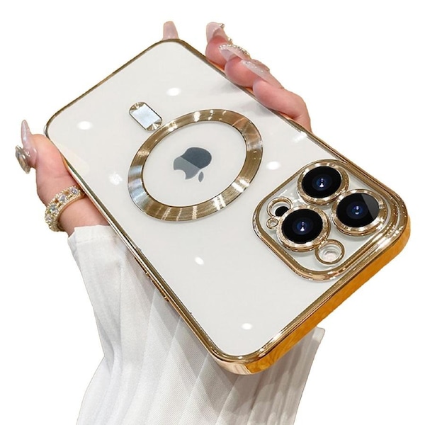 MEZON Luxury Gold Case for Apple iPhone 15 Pro (6.1") – MagSafe Compatible, Shock Proof, Premium Design (iPhone 15 Pro, Gold) – FREE EXPRESS