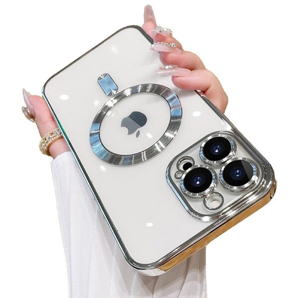 MEZON Luxury Silver Case for Apple iPhone 15 Pro (6.1") – MagSafe Compatible, Shock Proof, Premium Design (iPhone 15 Pro, Silver) – FREE EXPRESS