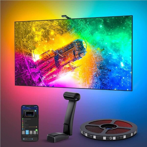 Govee Envisual TV LED Backlight T2 with Dual Cameras, 11.8ft RGBIC Wi-Fi LED Strip Lights for 55-65 inch TVs, Double Strip Light Beads, Adapts to Ultra-Thin TVs, Smart App Control, Music Sync