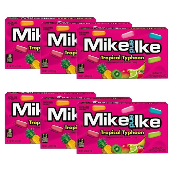 6x Mike & Ike Tropical Typhoon Confectionery Candy Lollies Sweets Box 120g