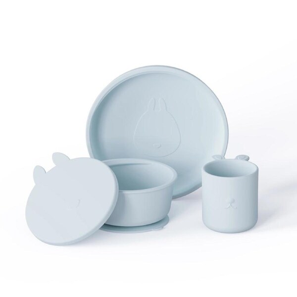 4pc My Pure Silicone Baby/Toddler Suction Meal Feeding Set Baby Blue 6M+