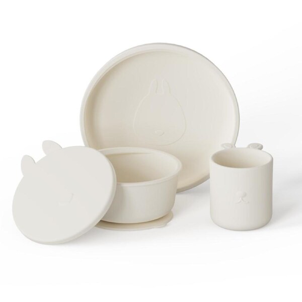 4pc My Pure Silicone Baby/Toddler Suction Meal Feeding Set Pannacotta 6M+