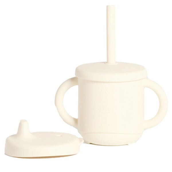 My Pure Silicone Baby/Toddler 3-in-1 Sippy Drinking Cup Set Pannacotta 6M+