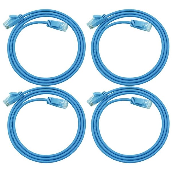 4x Cruxtec RF6A-005-BL Ultra-Thin CAT6A U/UTP Ethernet Power Cable Blue 0.5m