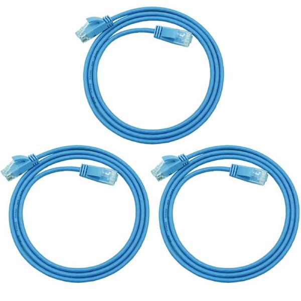 3x Cruxtec RF6A-020-BL Ultra-Thin CAT6A U/UTP Ethernet Power Cable Blue 2m
