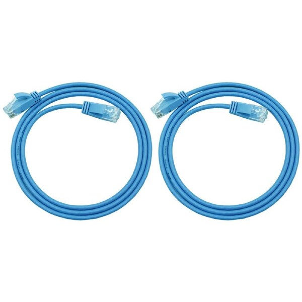 2x Cruxtec RF6A-030-BL Ultra-Thin CAT6A U/UTP Ethernet Power Cable Blue 3m