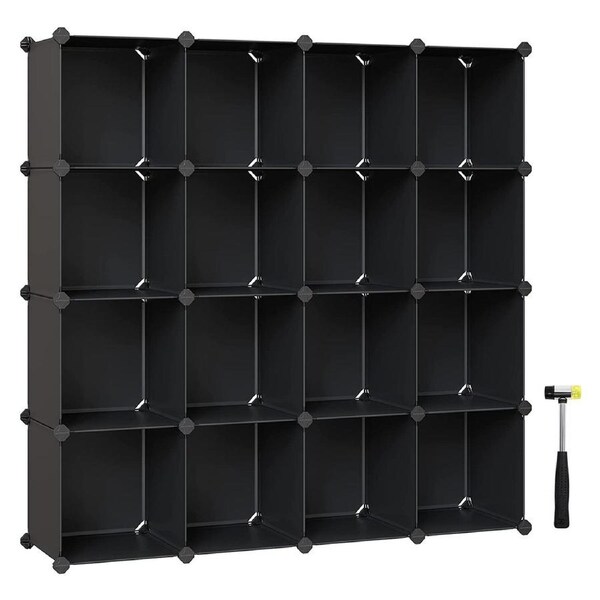 16 Cube Storage Organizer with Rubber Mallet - Black