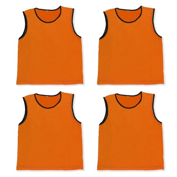 4pcs Scrimmage Training Vest Unisex Sports Team Practice Vest for Football Basketball M Size for Youth-Orange
