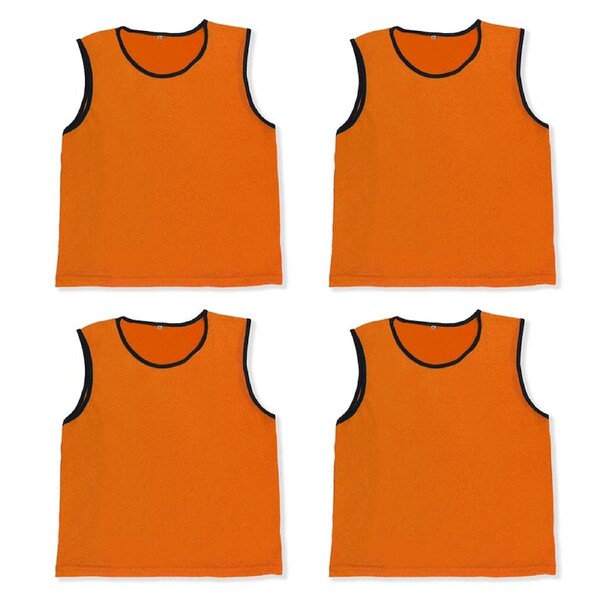 4pcs Scrimmage Training Vest Unisex Sports Team Practice Vest for Football Basketball L Size for Adult-Orange