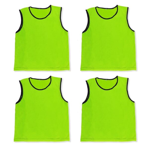 4pcs Scrimmage Training Vest Unisex Sports Team Practice Vest for Football Basketball L Size for Adult-Fluro Green