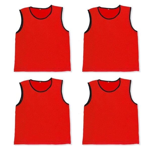 4pcs Scrimmage Training Vest Unisex Sports Team Practice Vest for Football Basketball L Size for Adult-Red