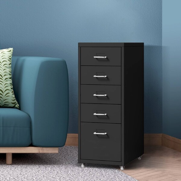Levede Filing Cabinets Steel Chest of Drawers Storage Cabinet Home Office Black / 4-Tier
