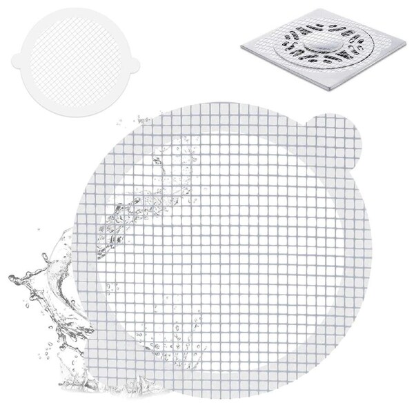 60 Pack Disposable Shower Drain Hair Catcher Shower Drain Cover Hair Catcher Mesh Stickers for Bathroom Washbasin Round