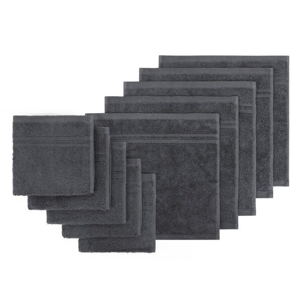 LINENOVA 100% Cotton Face Towels Washers Set(10 Pack) - Charcoal