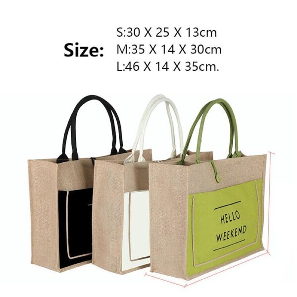 Nevenka Women Simple Flax Tote Bag Big Capacity Shoulder Bag-Hello Weekend-Black S