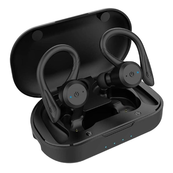 Sport Waterproof Wireless Bluetooth Earphones With Built-In Microphone Black