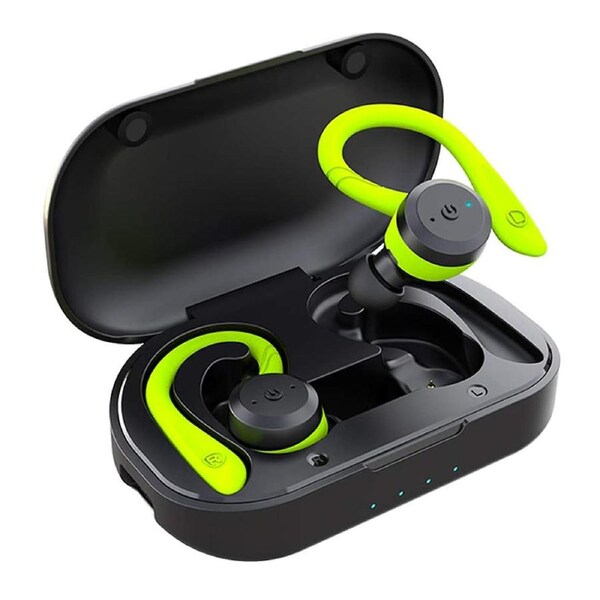 Sport Waterproof Wireless Bluetooth Earphones With Built-In Microphone Green