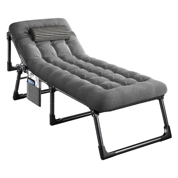 Heavy Duty 200kg Foldable Bed Recliner Chair 4 Reclining Position with Optional Mattress Headrest For Camping Picnic Surf Beach Backyard Relaxation