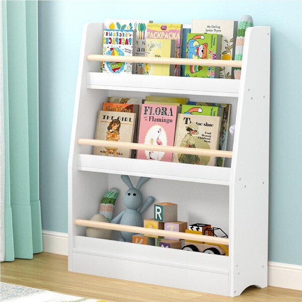 3 Tiers Keezi Kids Bookshelf Storage Children Bookcase Organiser Display Shelf