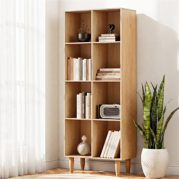 4 Tiers Artiss Bookshelf Bookcase LEOR Pine